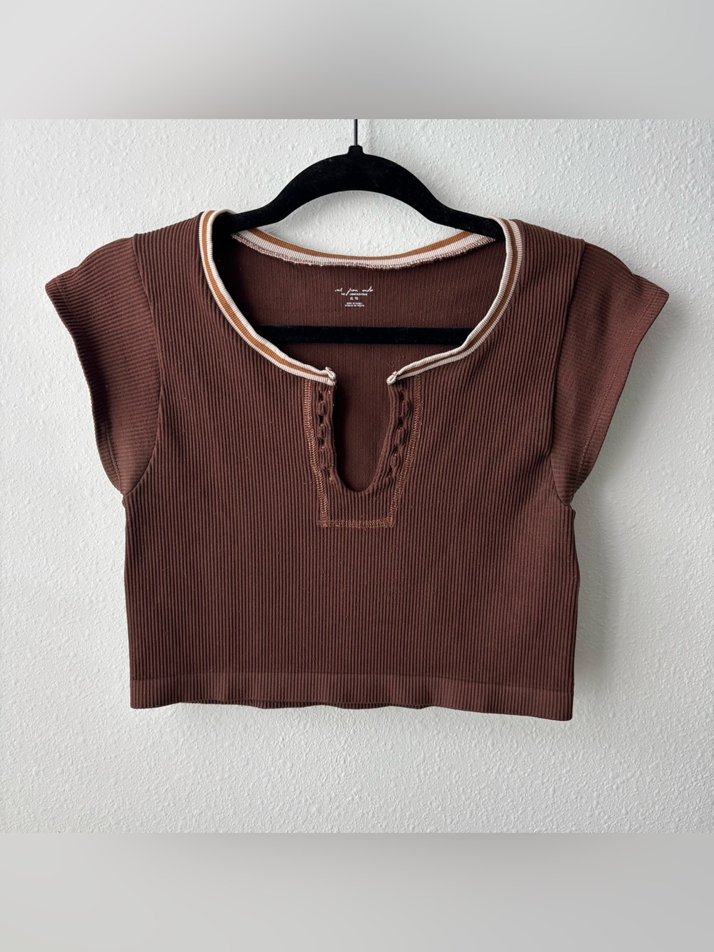 Urban Outfitters Brown Ribbed Crop Top